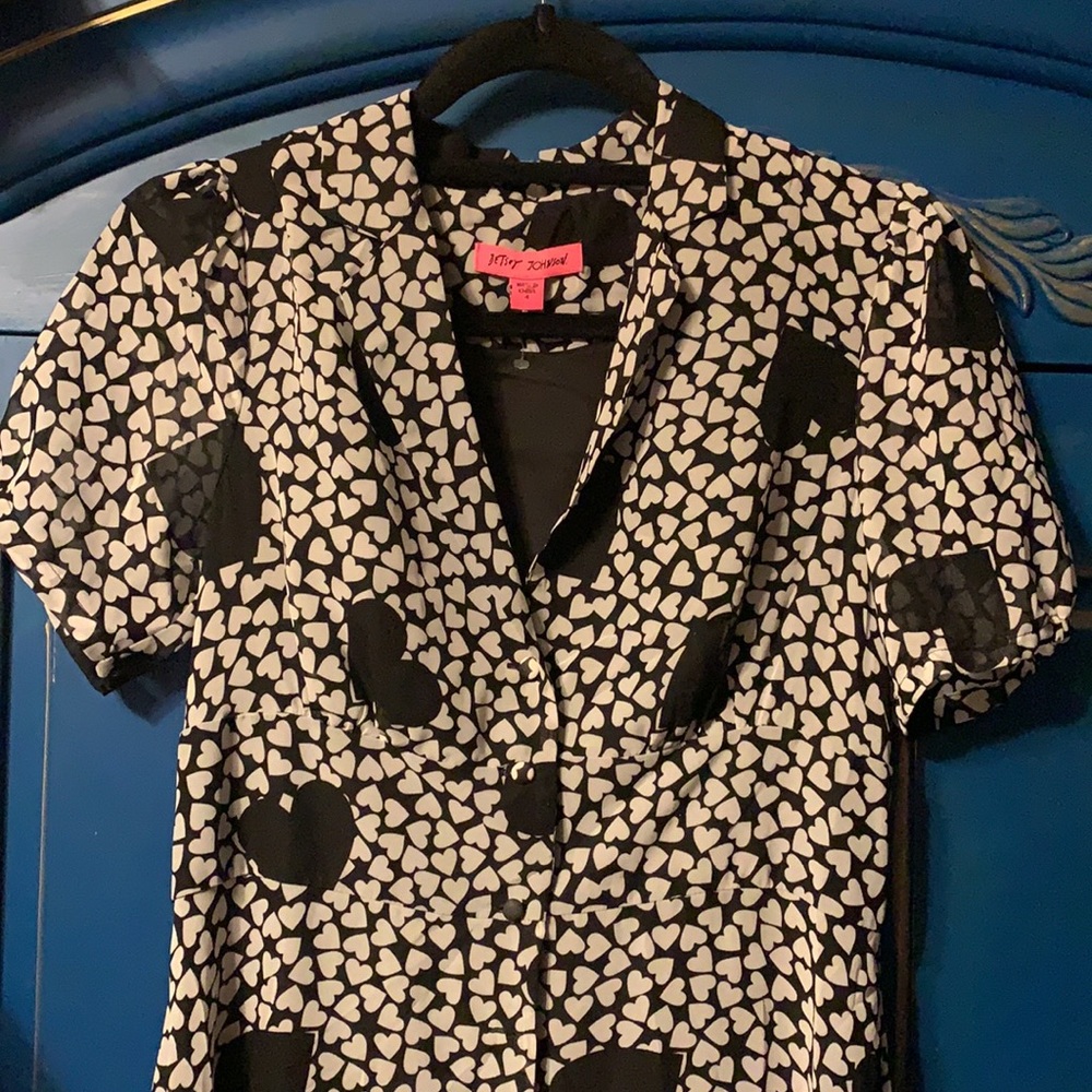 Betsey Johnson Black and White Heart Maxi Dress